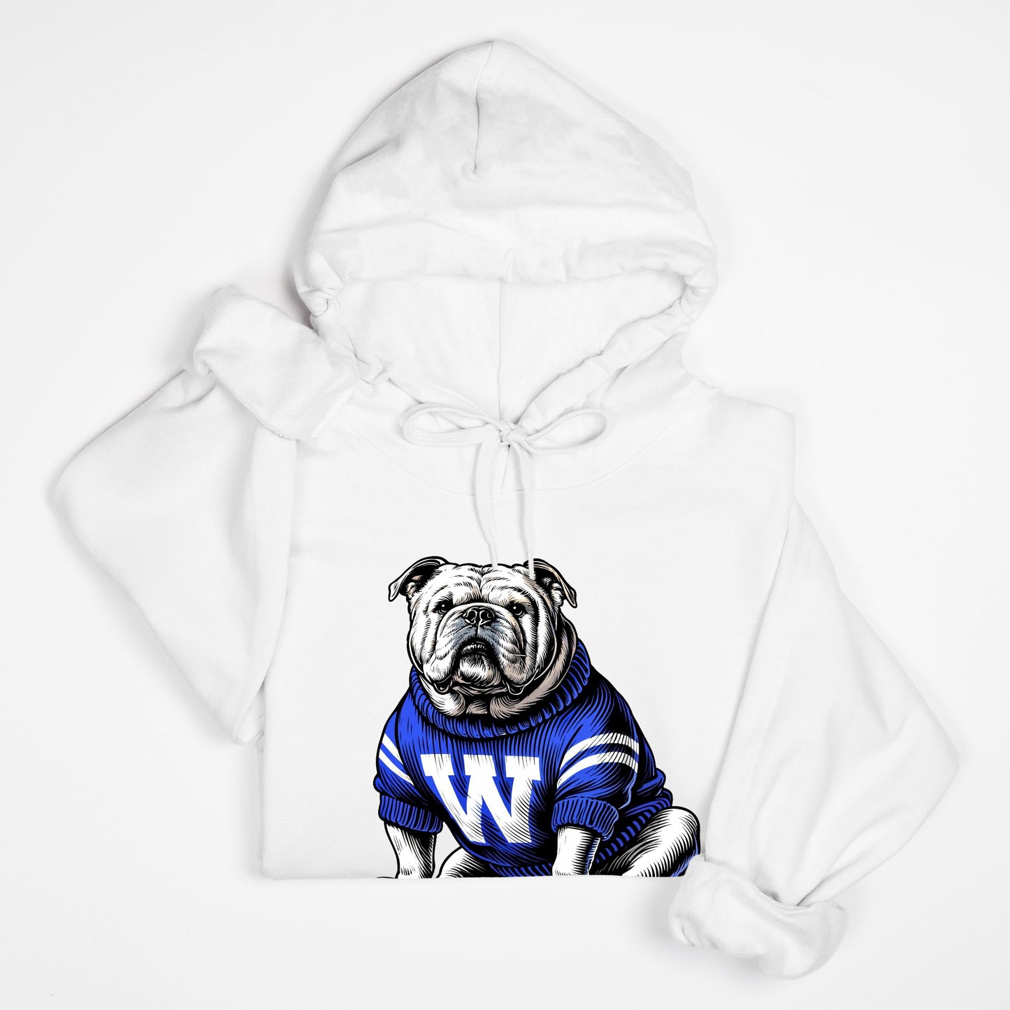 Whit hoodie bulldog