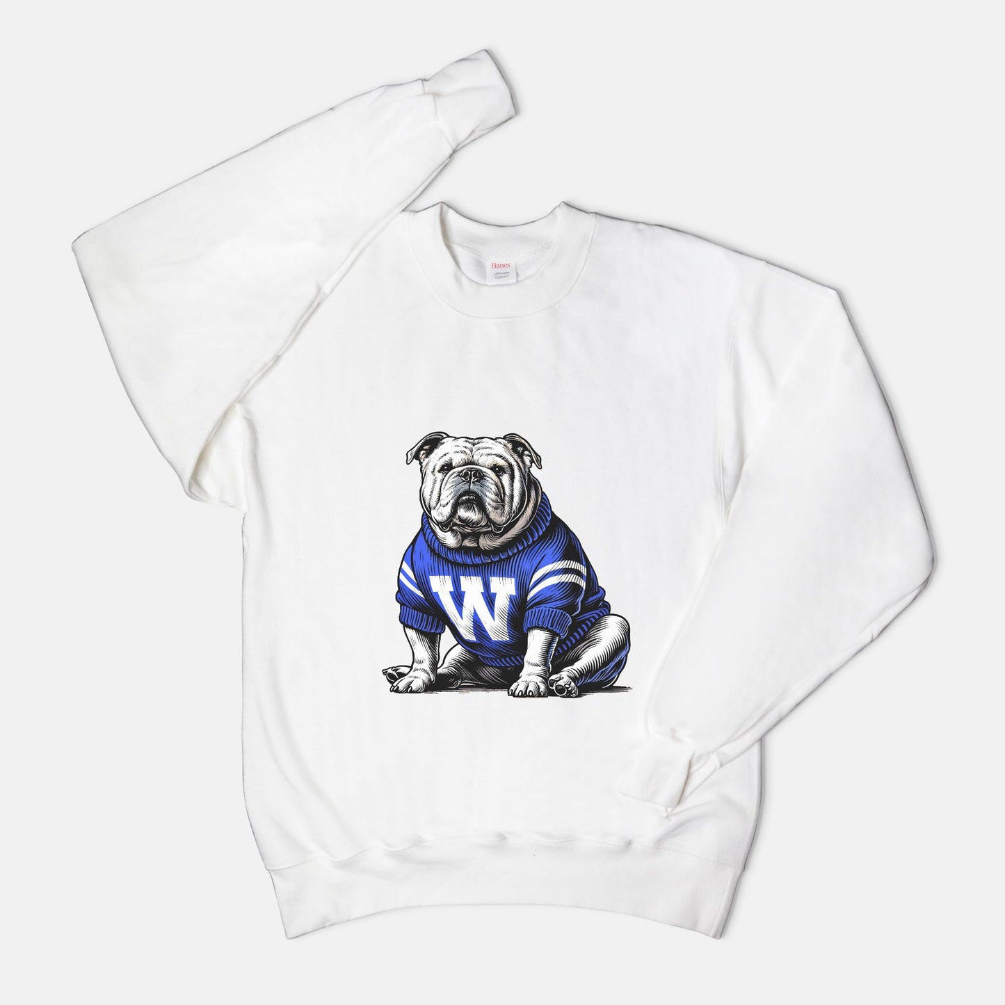 WHITE SWEAT SHIRT BULLDOG